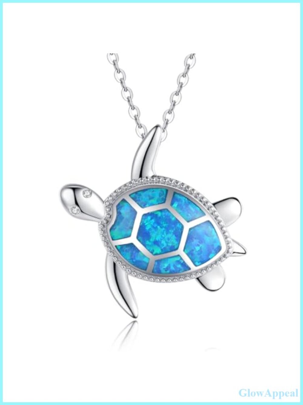 14K Gold Plated Sea Turtle Pendant Necklace Adjustable 18+2 In Blue Opal
